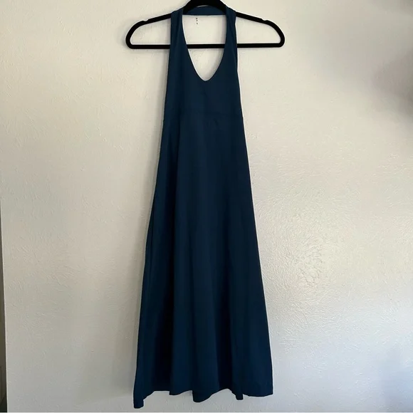 Patagonia Morning Glory Blue Halter Top Dress Tie Back Summer Athletic Hiking M - Picture 2 of 7